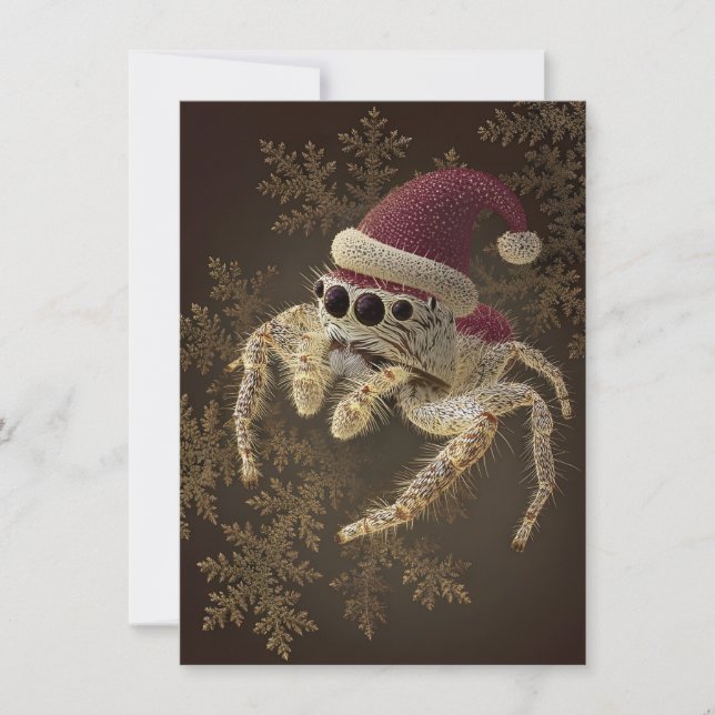 Tarjeta Festiva Unique Jumping Spider Christmas Cards (Anverso)