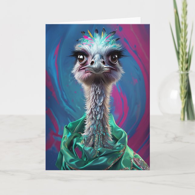Tarjeta Festiva Unique Ostrich design (Anverso)