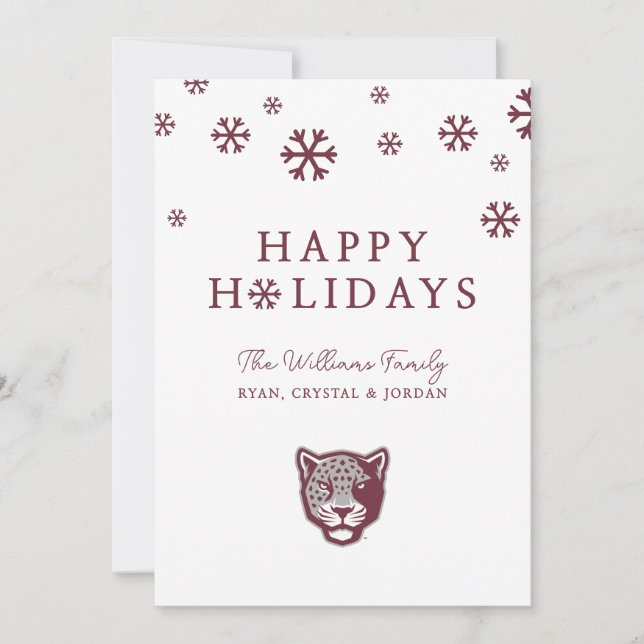 Tarjeta Festiva Universidad A&M de Texas-San Antonio | Jaguares (Anverso)