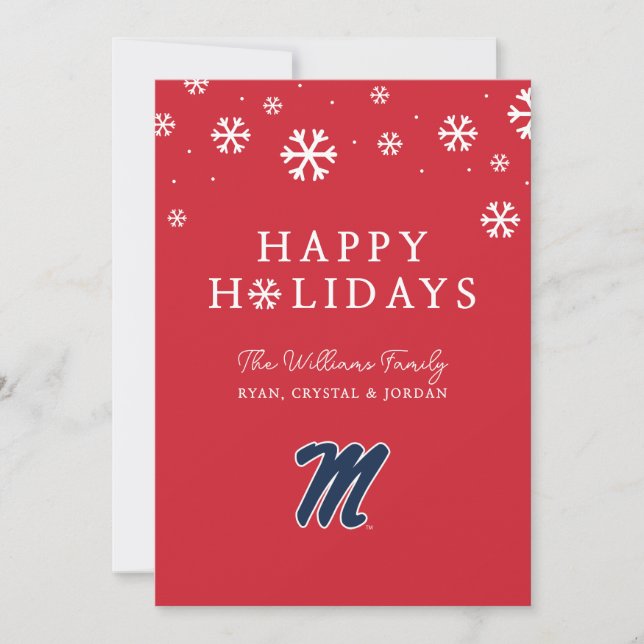 Tarjeta Festiva Universidad de Mississippi | Script M (Anverso)