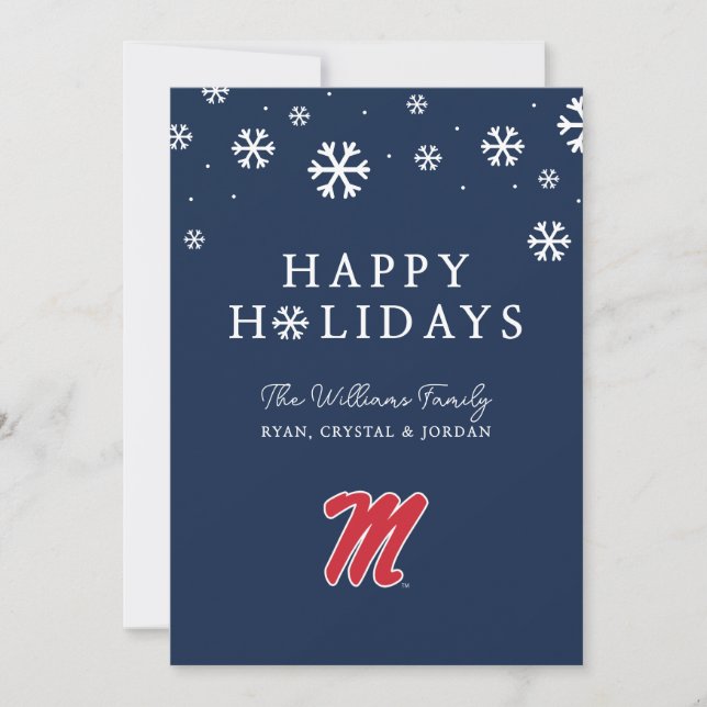 Tarjeta Festiva Universidad de Mississippi | Script M (Anverso)