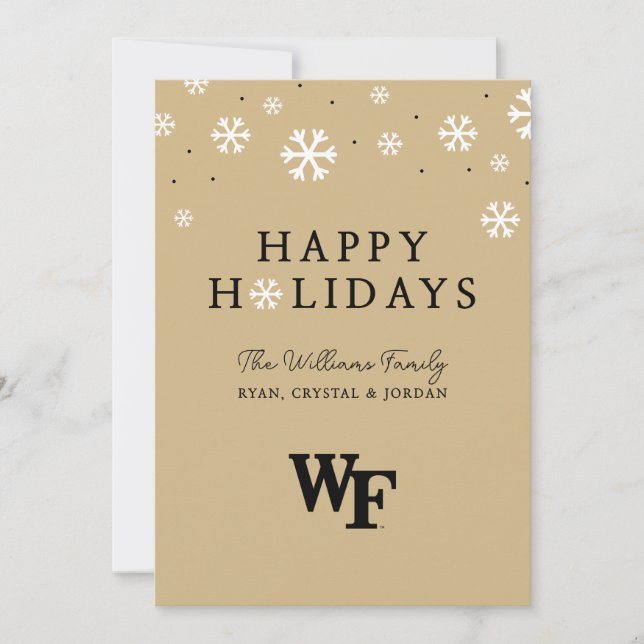 Tarjeta Festiva Universidad de Wake Forest | WF (Anverso)