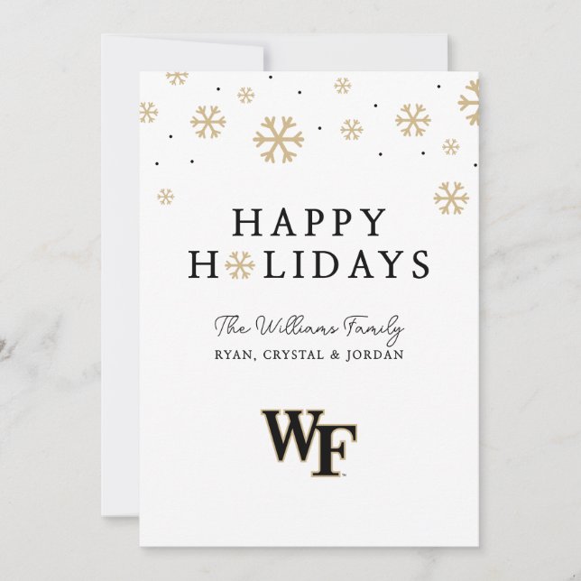 Tarjeta Festiva Universidad Wake Forest | WF (Anverso)