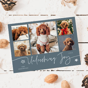 Tarjeta Festiva Unleashing Joy Azul Pizarra Perro Multi Foto 
