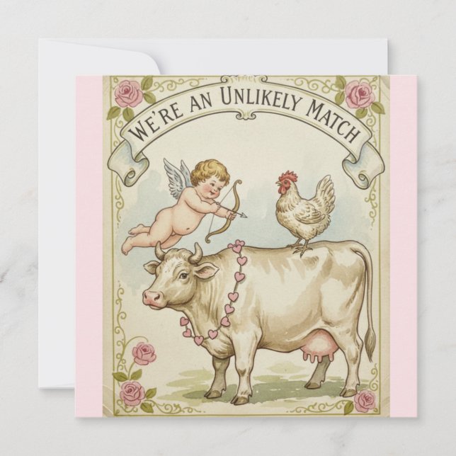 Tarjeta Festiva Unlikely Match Funny Valentine's Day Card Chicken (Anverso)