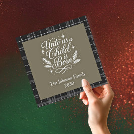 Tarjeta Festiva Unto Us A Child Is Born Square Photo Christmas