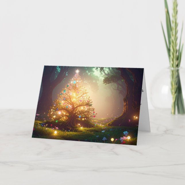 Tarjeta Festiva Unusual Elegant Magical Pretty Christmas Tree (Anverso)