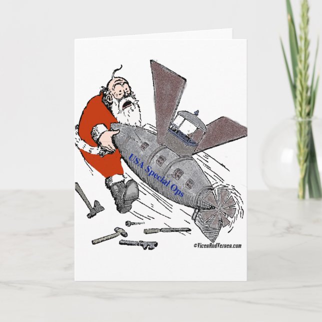 Tarjeta Festiva US Special Ops Steampunk Santa (Anverso)