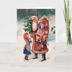 Tarjeta Festiva Uso de Vintage Santa