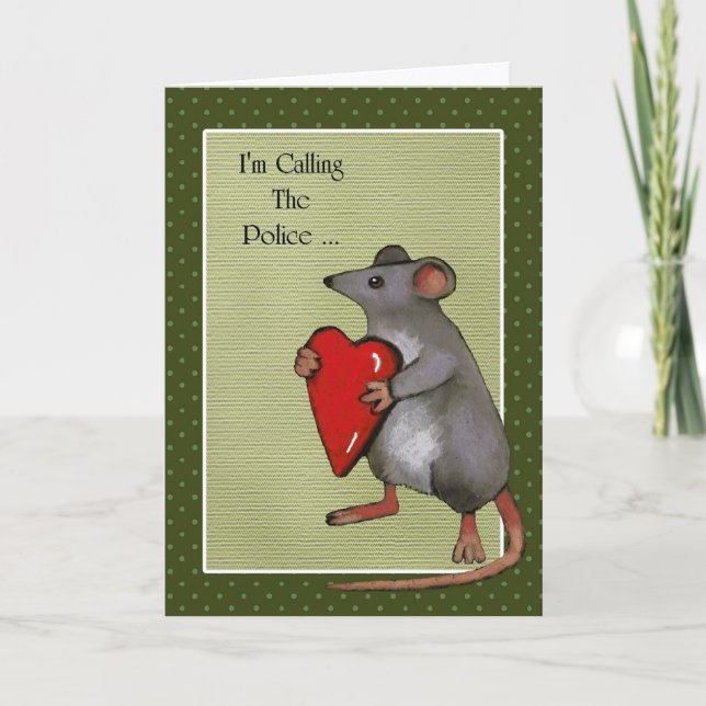 Tarjeta Festiva Usted ha robado mi corazón: Ratón: Divertido, (Anverso)