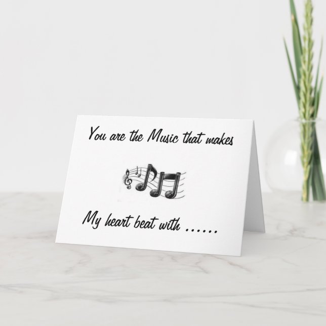 TARJETA FESTIVA "USTEDES SON LA MÚSICA" FELIZ DÍA DE VALENTINE" (Anverso)