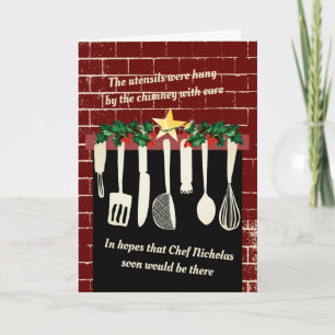 Tarjeta Festiva Utensilios de cocina graciosos Navidades culinario