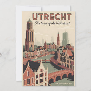 Tarjeta Festiva Utrecht Países Bajos Retiro Silueta Urbana Viaje