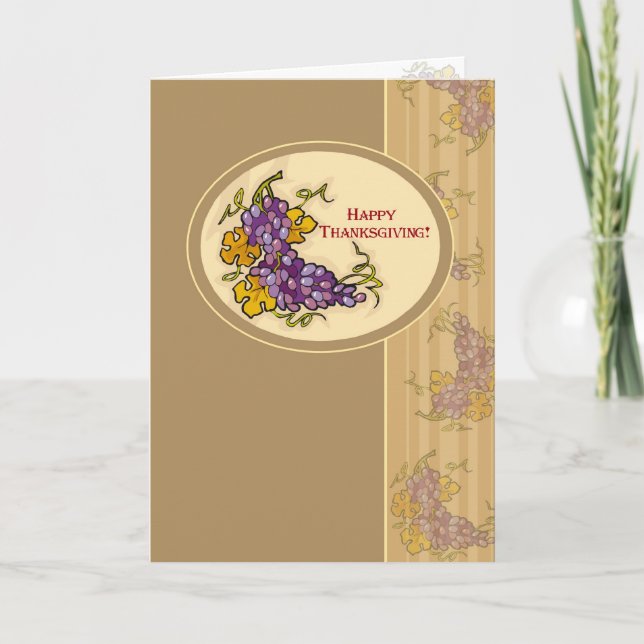 Tarjeta Festiva Uvas de Acción de Gracias (Anverso)
