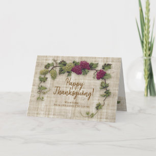 Tarjeta Festiva Uvas Retro Día de Acción de Gracias