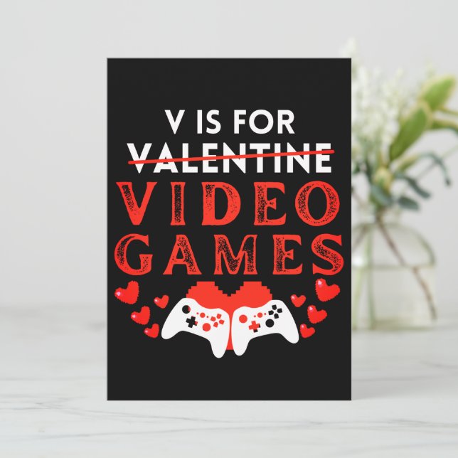 Tarjeta Festiva V Es Para Videojuegos Divertidos Día de San Valent (Anverso de pie)
