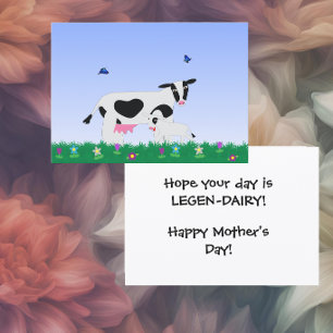 Tarjeta Festiva Vaca Adorable Día de la Madre