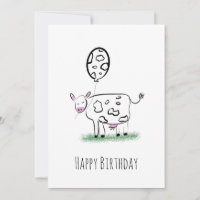 Vaca Cumpleaños Feliz Arte Dibujado a Mano Doodle