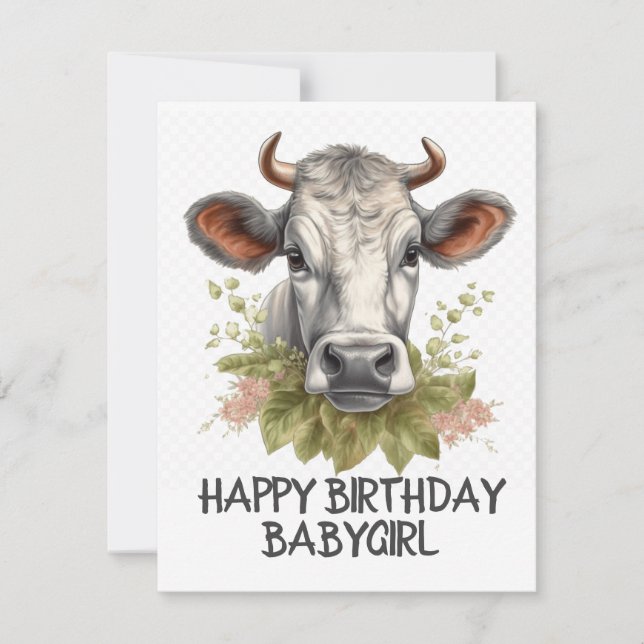 Tarjeta Festiva Vaca de cumpleaños (Anverso)
