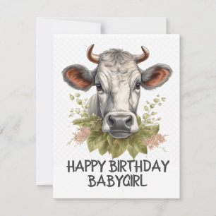 Tarjeta Festiva Vaca de cumpleaños