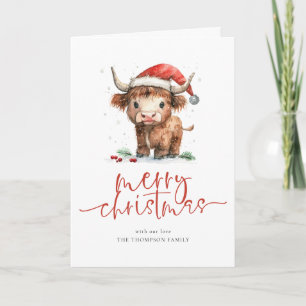 Tarjeta Festiva Vaca de las Tierras Altas Calendario 2026 Feliz Na
