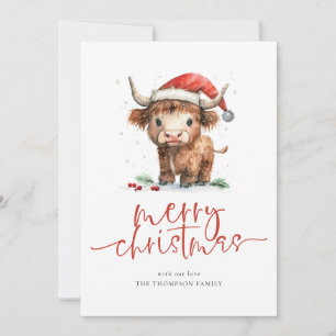 Tarjeta Festiva Vaca de las Tierras Altas Calendario 2027 Feliz Na