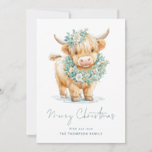 Tarjeta Festiva Vaca de las Tierras Altas de Invierno Calendario 2