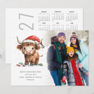 Tarjeta Festiva Vaca de las Tierras Altas Foto de calendario 2027