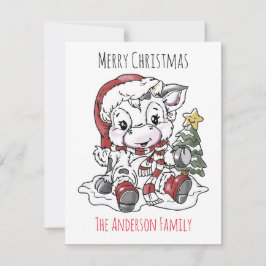 Tarjeta Festiva Vaca de Navidades curos