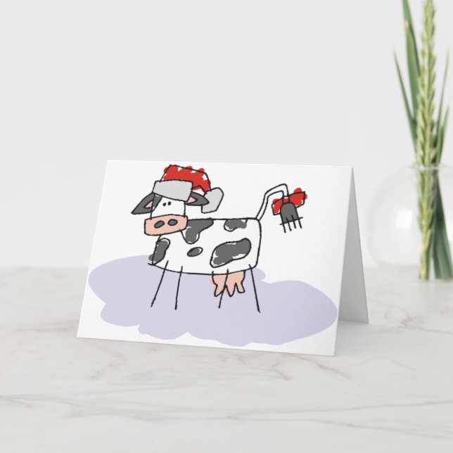 Tarjeta Festiva Vaca de Navidades de país hábil (Anverso)