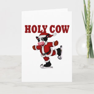 Tarjeta Festiva Vaca de Navidades de patinaje
