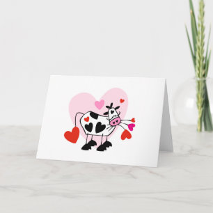 Tarjeta Festiva Vaca del corazón de San Valentín