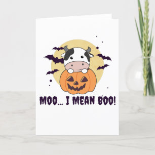 Tarjeta Festiva Vaca Fantasma Lindo Kawaii Halloween Moo Quiero De