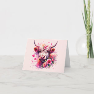 Tarjeta Festiva Vaca Highland de San Valentín