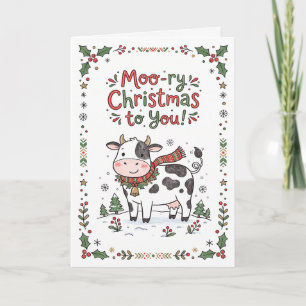 Tarjeta Festiva Vaca linda personalizable