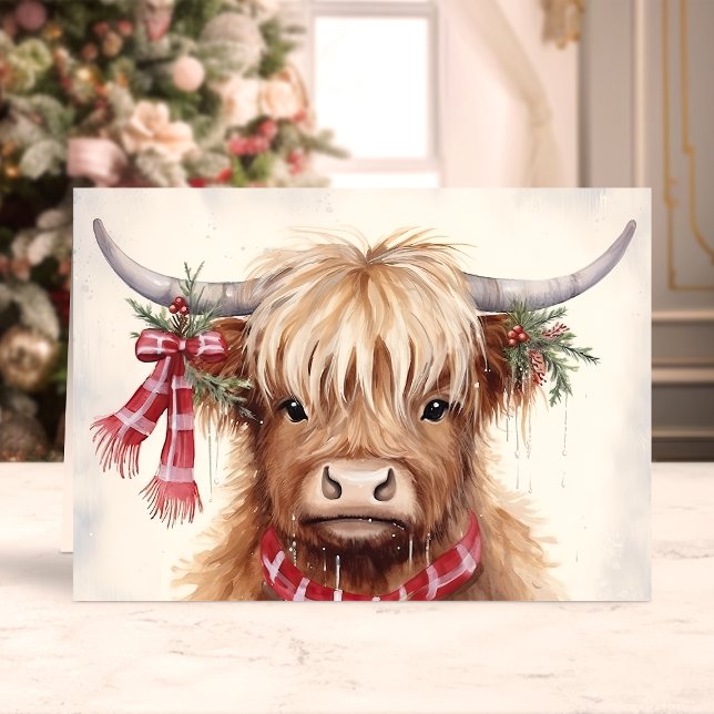 Tarjeta Festiva Vaca montañosa festiva con bufanda de plástico (Subido por el creador)