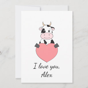 Tarjeta Festiva Vaca personalizado enamorada San Valentín