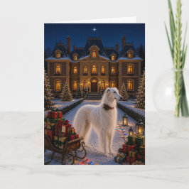 Tarjeta Festiva Vacaciones Borzoi 
