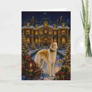 Tarjeta Festiva Vacaciones Borzoi 