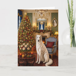 Tarjeta Festiva Vacaciones Borzoi 