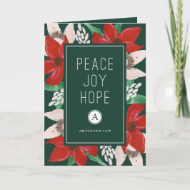 Tarjeta Festiva Vacaciones corporativas de Peace Joy Hope