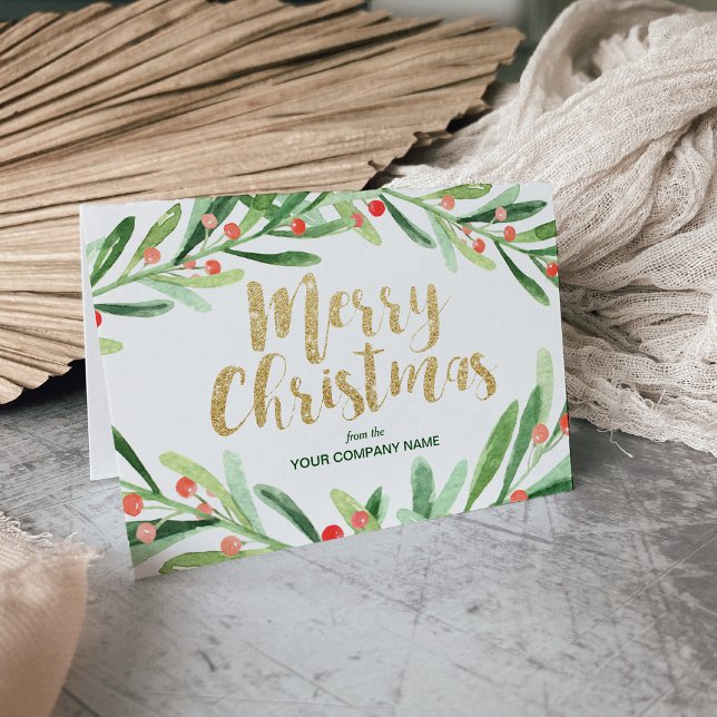 Tarjeta Festiva Vacaciones corporativas Holly Wreath (Subido por el creador)