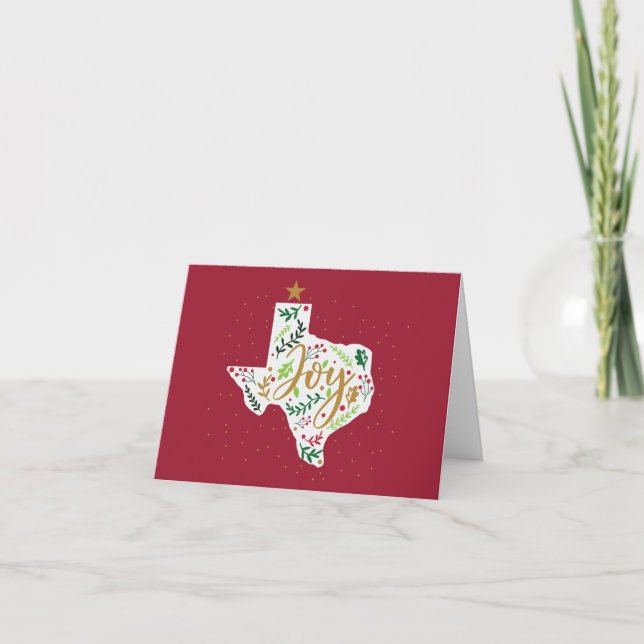 Tarjeta Festiva Vacaciones de alegría roja deja foto de forma de T (Anverso)
