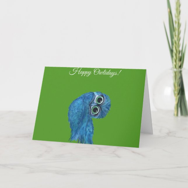 Tarjeta Festiva Vacaciones de búho en llamas (Anverso)