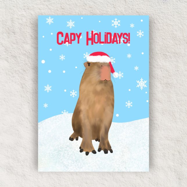Tarjeta Festiva Vacaciones de Capy Graciosa Gracia Cute Pun Pun (Subido por el creador)