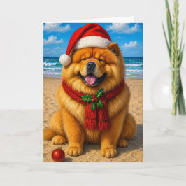 Tarjeta Festiva Vacaciones de Chow Chow 