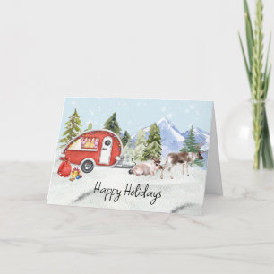 Tarjeta Festiva Vacaciones de Invierno Campamento de RV Renoes Nav