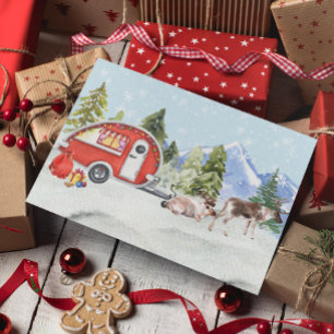 Tarjeta Festiva Vacaciones de invierno Campista de RV Reno Cerveza