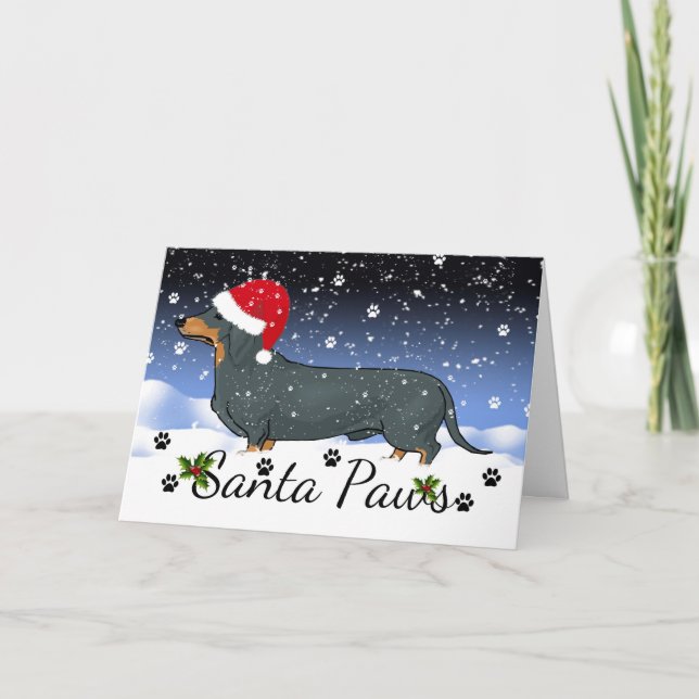 Tarjeta Festiva Vacaciones de invierno de las patas de Santa del (Anverso)