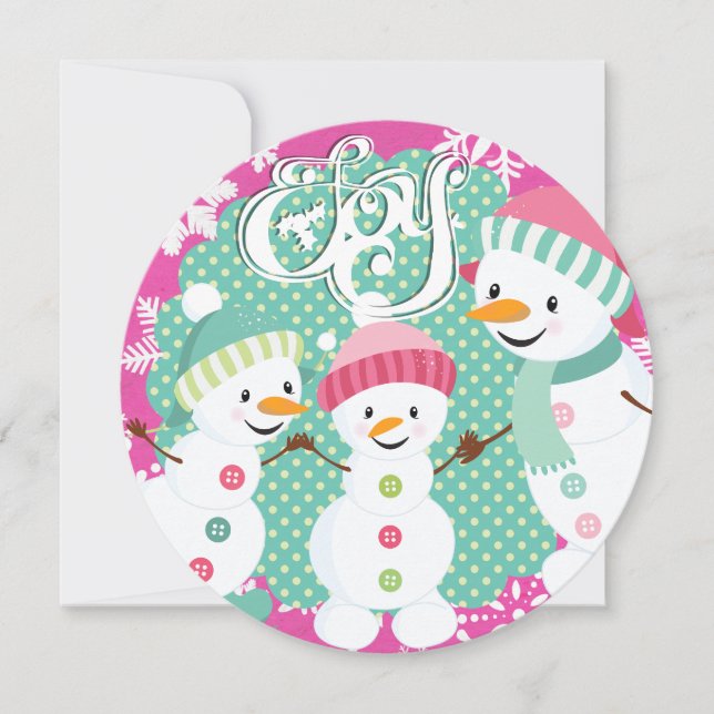 Tarjeta Festiva Vacaciones de invierno de Snowman Joy (Anverso)